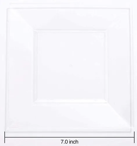 Vista 3 de WDF 60 platos de plástico transparente, platos desechables cuadrados de 9.5 pulgadas, 60 platos de plástico transparente, platos desechables