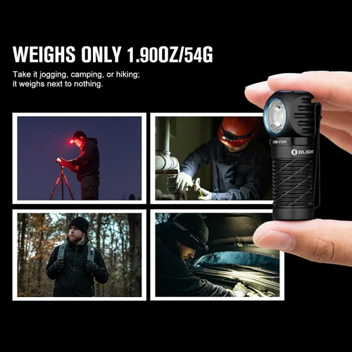 Vista 3 de OLIGHT Perun 2 Mini linterna frontal LED de 1100 lúmenes, linterna frontal recargable con opción de luz roja, ideal para trabajar, senderismo, Negro