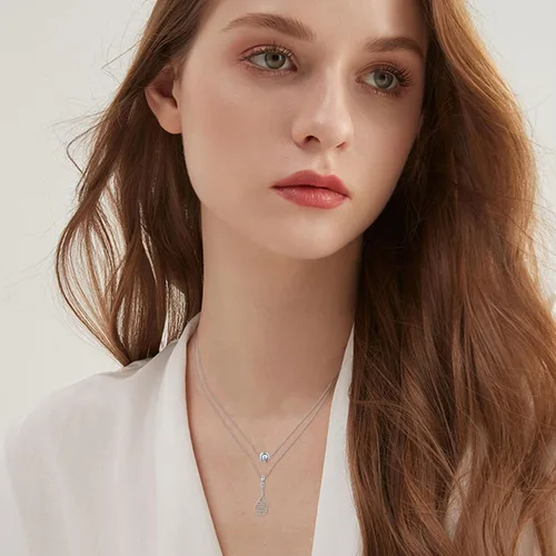 Vista 2 de MONGAS Collares de tenis en capas para mujer, collar con colgante de tenis de plata de ley, joyería para mujer