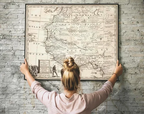 Vista 2 de Negroland Map - Póster artístico de pared de Guinea Ghana - Documento histórico para todas las generaciones futuras - Historia de 1747 África