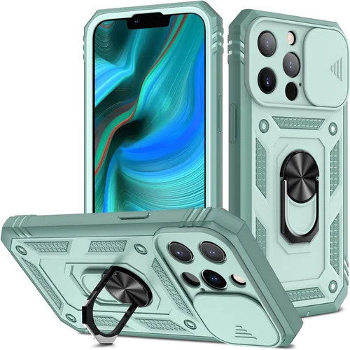 Vista 8 de Fetrim Funda para iPhone 13 PRO, Funda de teléfono con soporte de anillo de rotación para Apple iPhone 13 PRO - Azul