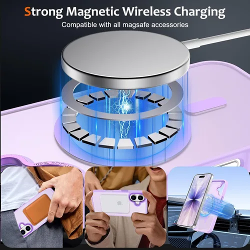 Vista 1233 de Anuck - Funda magnética para iPhone 11 compatible con MagSafe, carcasa trasera mate translúcida dura, borde de TPU, delgada, resistente a impactos