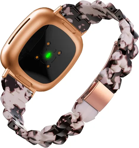 Vista 3 de Bandas compatibles con Fitbit Versa 4/Versa 3/Fitbit Sense 2/Fitbit Sense Bandas para mujer, banda delgada de resina a la moda, ligera, fina pulsera