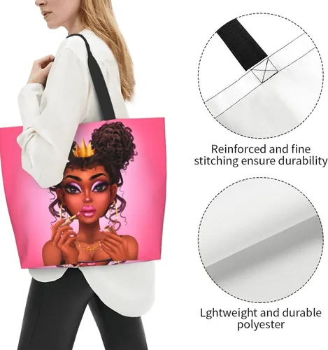 Vista 3 de Bolsas de mano para mujer afroamericana, con asa superior, para gimnasio, viajes, compras