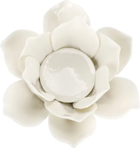 Vista 8 de OwnMy Portavelas de cerámica verde de flor de loto de 4.5 pulgadas para velas de té, portavelas de pétalo de loto para velas de té, soporte de vela