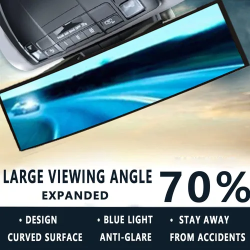 Vista 5 de Espejo retrovisor, Blu-Ray espejo de coche de 12 pulgadas antirreflejo, fácil de instalar, universal para todo el coche, gran angular panorámico
