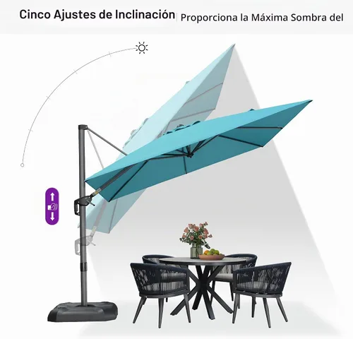 Vista 649 de PURPLE LEAF Paraguas al aire libre con base 8' x 8' protección solar verde Manzana Verde (Apple Green)