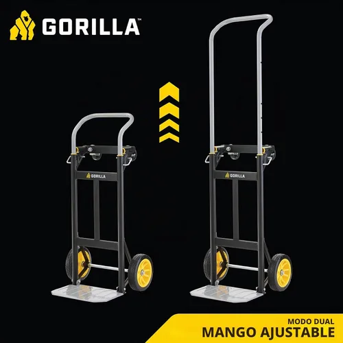 Vista 3 de Gorilla - Camión de mano de acero convertible resistente, capacidad de 600 libras