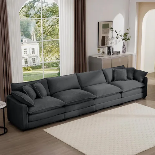 Vista 34 de Aoowow Sofá de dos plazas de pana, modernos sofás de nube de 2 plazas para sala de estar, sofás modulares de nube seccionales con asiento profundo