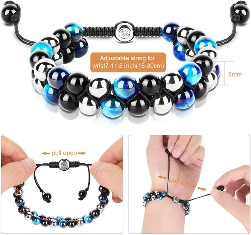 Vista 29 de Triple Protection Bracelet, CARPDIM Evil Eye bracelet and Black Obsidian evil eye Beads Bracelet for Men Women Healing Bracelets Bring Good Luck