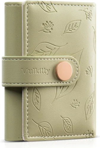 Vista 11 de Vulkitty Billetera pequeña para mujer, de piel triple con ventana de identificación, bloqueo RFID, billetera de seguridad para mujer, soporte