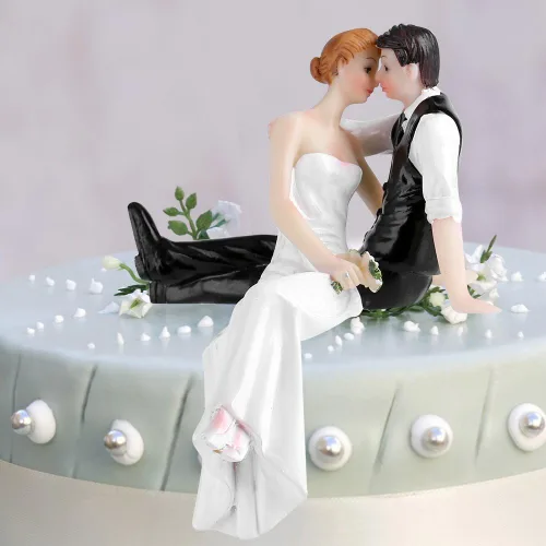 Vista 4 de BORDSTRACT Divertidos adornos para tartas de boda, romántica figura de resina con forma de novia y novio, para decoración de fiesta de banquete