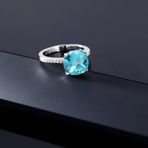 Vista 44 de Gem Stone King Anillo de compromiso de plata de ley 925 con piedra preciosa de corte cojín de 0.39 pulgadas Anillo de compromiso de aniversario