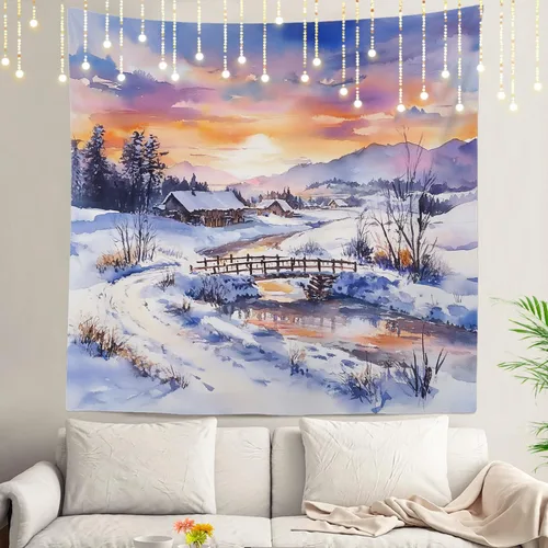Vista 59 de Shrahala Peaceful Retreat Charming Abode Tapestry, Verdant Landscape Water Wall Hanging Hd Print Polyester Backdrop For Dorm Room Bedroom 30 X 40 In