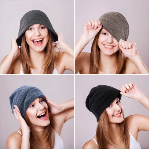 Vista 5 de AYBAL Accesorio de Halloween, 4 piezas de sombrero holgado de calavera holgada para dormir, gorro de dormir de punto elástico para dormir, gorra
