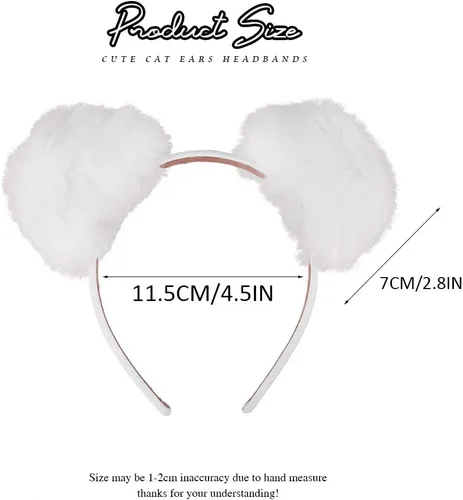 Vista 3 de Catery Diademas de orejas de gato, orejas bonitas, aro de pelo de peluche, para Halloween, accesorio para el cabello
