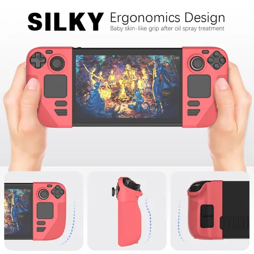 Vista 4 de Funda protectora de silicona compatible con Steam DeckOLED, funda con mango de textura antideslizante para cubierta de vapor, cubierta anticolisión