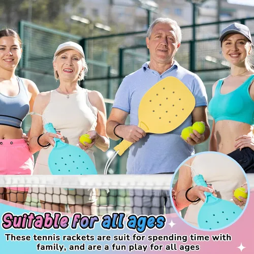 Vista 5 de Seenelling Plastic Paddleball Racket PE Equipment for Elementary School with Lanyard Classes Equipment, 15.2 x 7.5 Inches