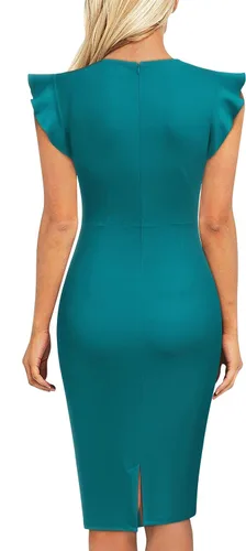 Vista 2 de Miusol vestido de cóctel con volantes, estilo clásico, para mujer
