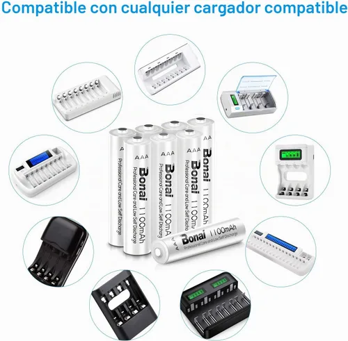 Vista 7 de BONAI AAA Baterías recargables 24 unidades, 1100mAh 1.2V Ni-MH alta capacidad triple A batería