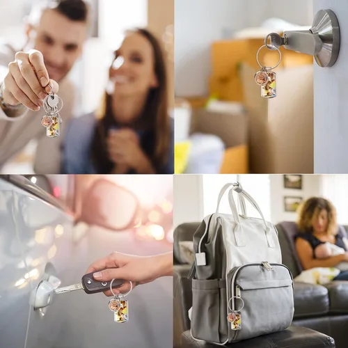 Vista 5 de YESTIME Llavero personalizado con imagen - Llavero de foto personalizado llavero personalizado personalizado regalo conmemorativo para parejas