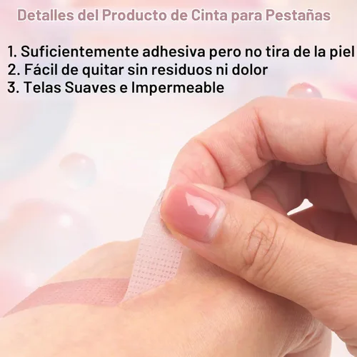 Vista 4 de G2PLUS Cinta de pestañas, 2 rollos de cinta de maquillaje de gel de silicona, cinta de pestañas rosa de 1/2 pulgada x 8 yardas, cinta de extensión