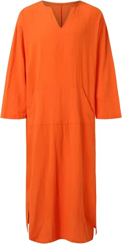 Vista 2 de WYUTX Bata de manga corta para hombre, vestido de oración musulmana, Dubái, Abaya, Kaftan, camisetas para hombre, bata corta para hombre, vestido