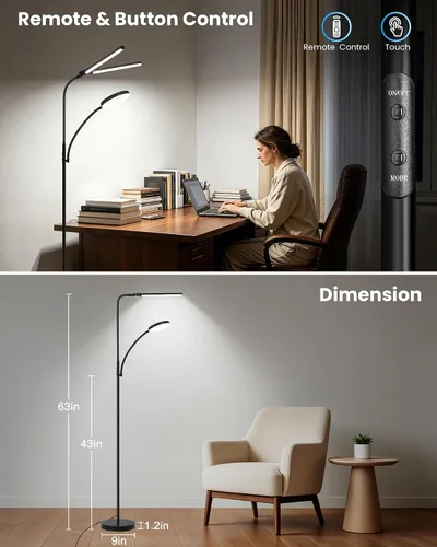 Vista 7 de Lámpara de pie LED con lupa 10X, lámpara de aumento brillante de 24W/2800LM