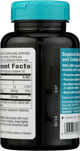 Vista 2 de Nature's Way Colina e inositol, salud cerebral*, energía celular*, 1000 mg por porción, 100 cápsulas