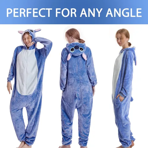 Vista 7 de Folisof Onesies Pajamas Unisex Adult Novelty One-Piece Cosplay Animal Sleepwear Homewear Halloween Costume for Women Men