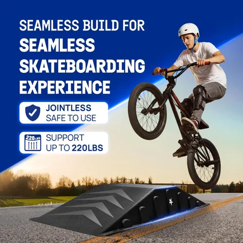 Vista 6 de Yes4All Single-Piece Skateboard Ramp, Bike Ramp, Skate Ramp - Design for Beginners, More Durable, Safe, Capacity 220Lbs