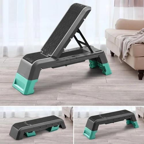 Vista 5 de leikefitness Plataforma aeróbica multifuncional con plataforma de entrenamiento de cable, banco de mancuernas ajustable, banco de pesas