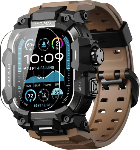 Vista 12 de ULTIMAL Funda Resistente con Correa para Apple Watch 44mm, Compatible con Apple Watch Series SE 3/SE 2/SE Generation/6/5/4, Funda Táctica Antigolpes