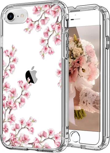 Vista 10 de ICEDIO Funda para iPhone SE 2022/2020, 8, 7 - TPU Transparente, Diseño de Flores Florecientes Coloridas, con Protector de Pantalla para Niñas