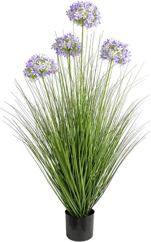 Vista 13 de Ttranewsoo Plantas artificiales de césped alto con macetas de 47 pulgadas, 1 paquete de césped artificial de lirio de los valles, decoración