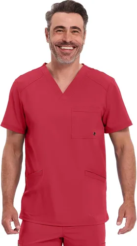 Vista 10 de Cherokee Infinity Men's V-Neck Scrub Top with 3 Pockets and 360° Stretch Negro
