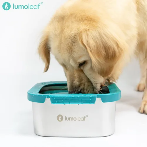 Vista 3 de LumoLeaf Cuenco de agua para perros de 1 galón sin derrames, de acero inoxidable, a prueba de salpicaduras, capacidad máxima, 4 litros, dispensador