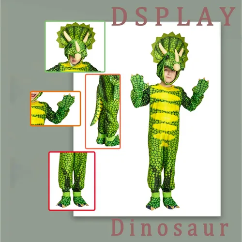 Vista 2 de Disfraz de dinosaurio de dragón para niños (triceratopsestegosauriotiranosaurio)