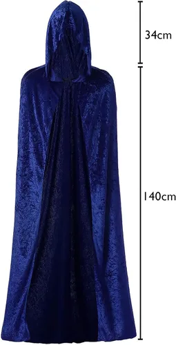Vista 2 de NC - Disfraz de Halloween con capucha para disfraz de brujas unisex para adultos, Azul Patchwork, 150