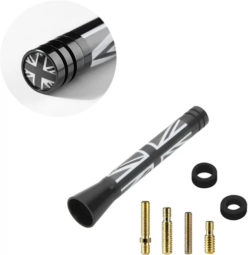 Vista 9 de x xotic tech Antena corta para automóvil con bandera de Union Jack compatible con Mini Cooper todos los modelos de 3 pulgadas (negro/gris)