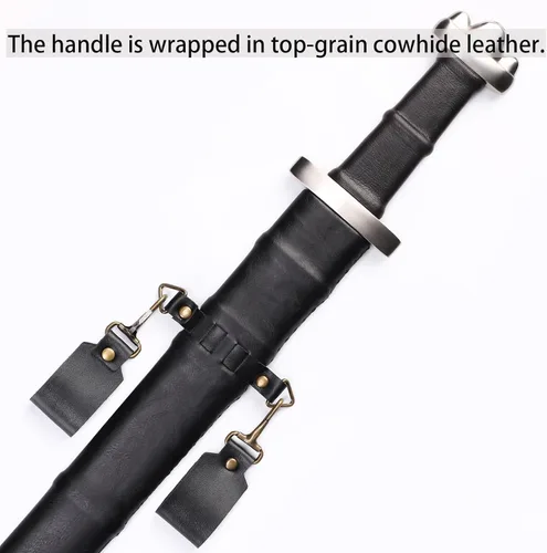 Vista 8 de Handmade Cast Sharp Blade Medieval Sword, Full Tang, with Leather Protective Cover,Real Metal Sword for Collection Gift