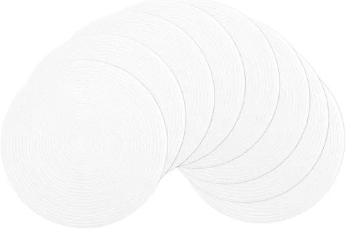 Vista 109 de SHACOS Juego de 4 manteles individuales redondos lavables de 15 pulgadas, de algodón, poliéster, trenzados, para mesa de comedor, boda, decoración