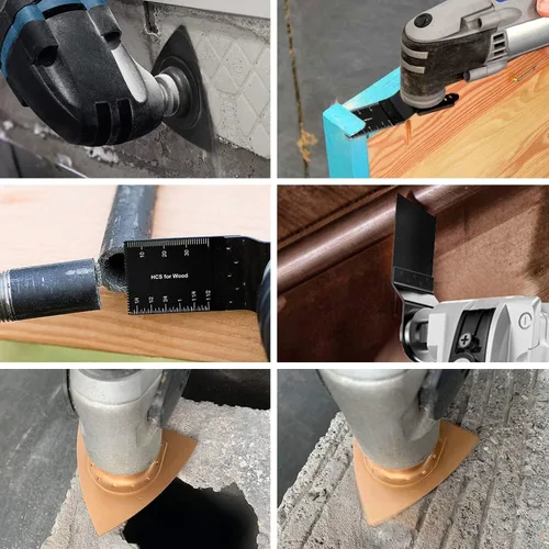 Vista 6 de 87 cuchillas oscilantes para herramientas, multiherramienta de liberación rápida de plástico de metal de madera, accesorios con papel de lija