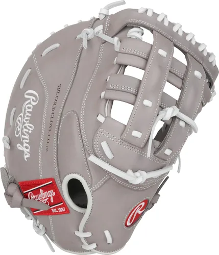 Vista 4 de Rawlings Guantes de sóftbol R9 Fastpitch Tamaños 11.5 a 13 pulgadas Múltiples estilos Gris Web Pro H modificada
