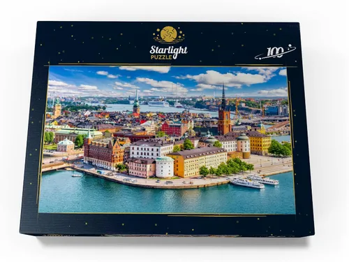 Vista 4 de MyPuzzle Stockholm Old Town (Gamla Stan) Cityscape from City Hall Square, Suecia, rompecabezas prémium de 100 piezas para adultos