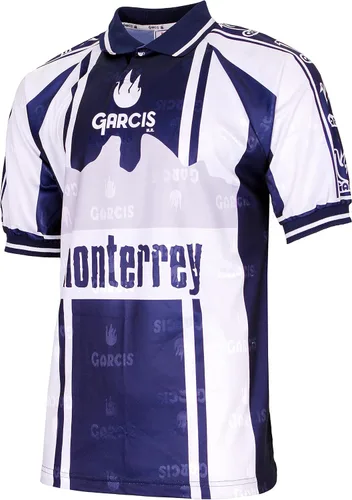 Vista 2 de Garcis Camiseta Futbol México Modelo Monterrey Rayas Blanco y Azul