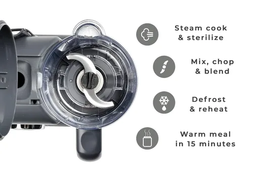 Vista 6 de BEABA Babycook Duo - Máquina de alimentos para bebés 4 en 1, procesador de alimentos para bebés, licuadora de alimentos para bebés, vaporizador