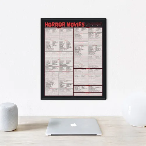 Vista 6 de Pop Chart Póster de película de terror: una filmografía de relleno Impresión artística de 16 x 20 pulgadas Decoración de terror interactiva