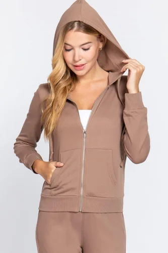 Vista 3 de OLLIE ARNES Sudadera con capucha y cremallera completa para mujer - Chaqueta de manga larga, 69_latte