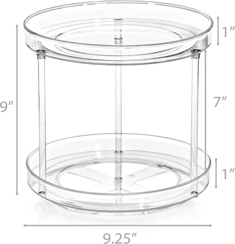 Vista 6 de Sorbus Organizador Lazy Susan de 2 niveles transparente de 9 pulgadas, organizador giratorio para organización de especias para gabinete, tocadiscos